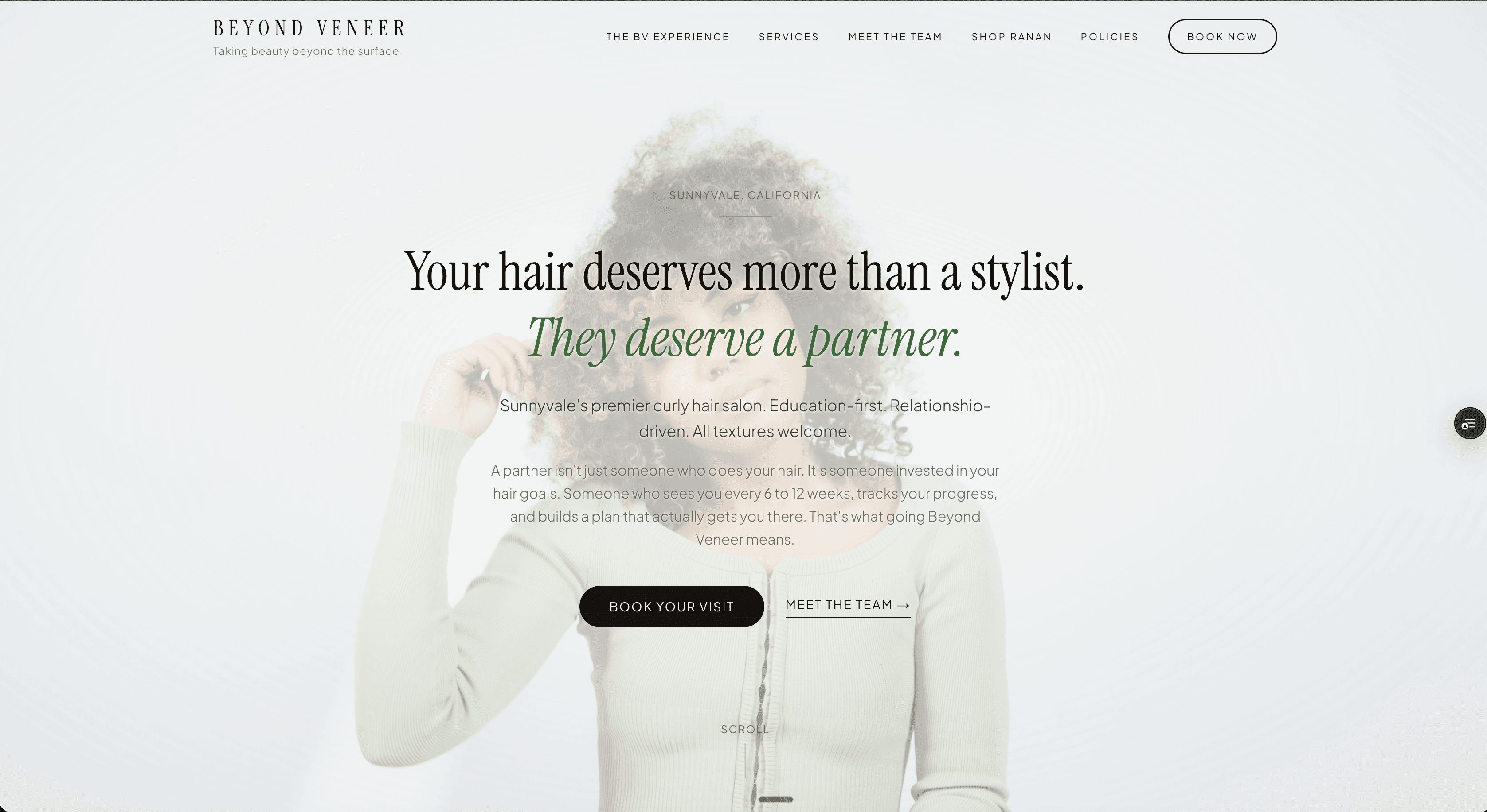 Beyond Veneer salon site built for a Sunnyvale salon by SOBO